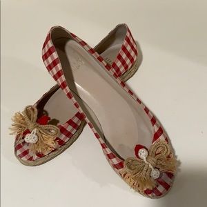 Stuart Weitzman red and white check